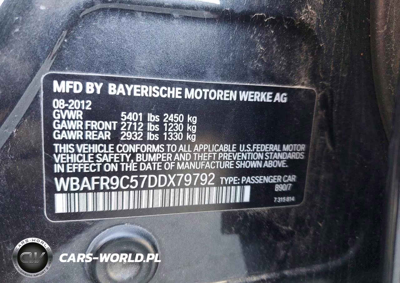 2013 BMW 550 I VIN:WBAFR9C57DDX79792 - 12