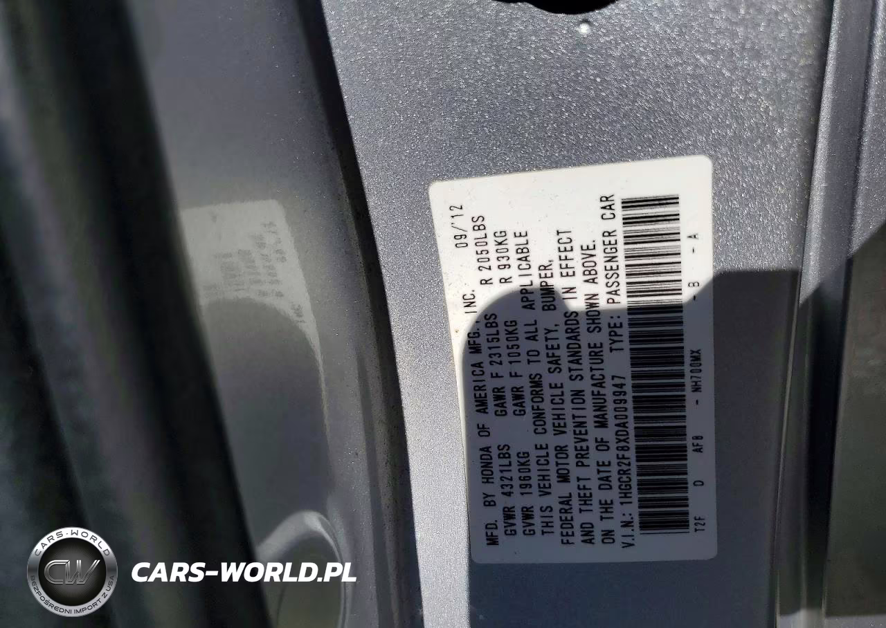 2013 Honda Accord Exl VIN:1HGCR2F8XDA009947 - 13