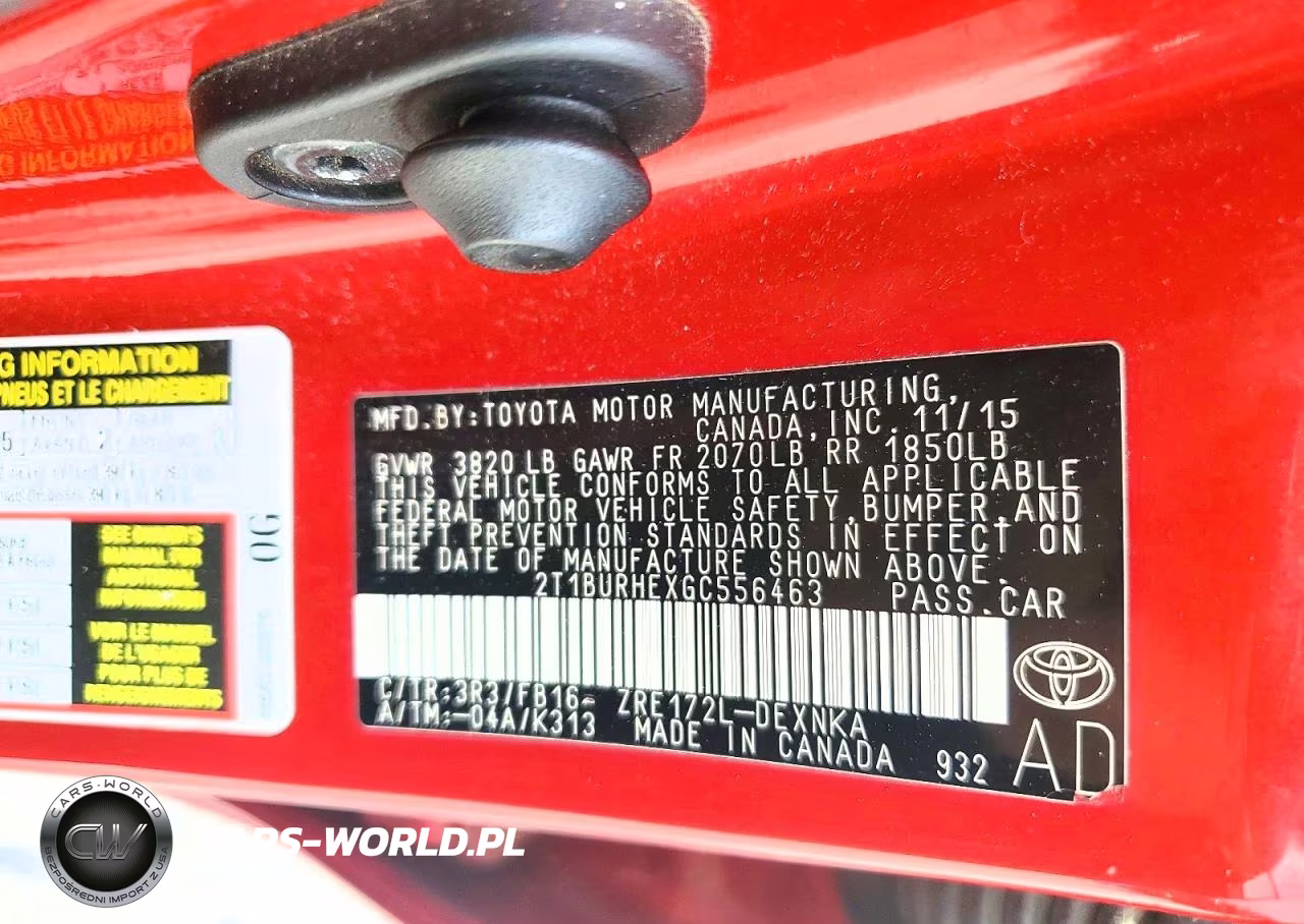 2016 Toyota Corolla Le Plus VIN:2T1BURHEXGC556463 - 12