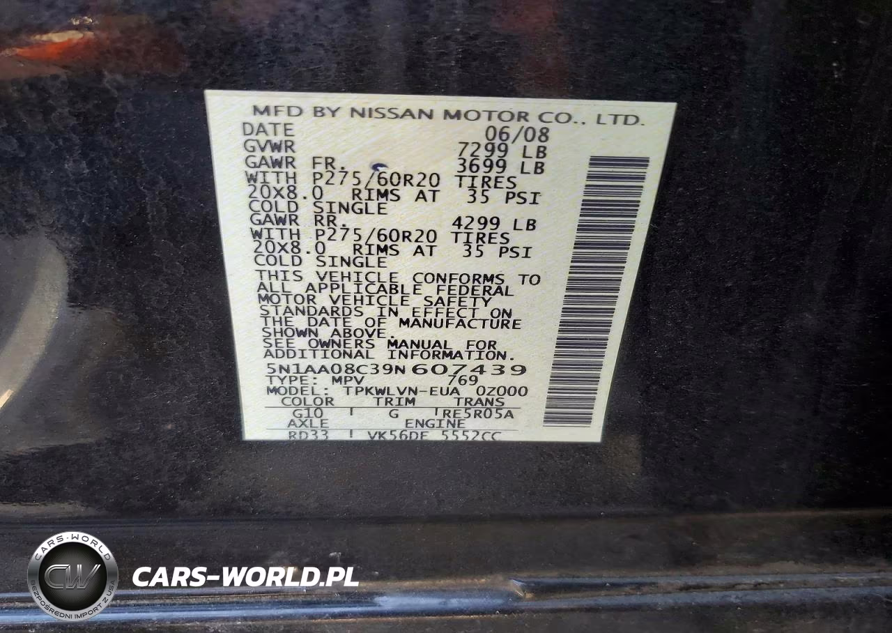 2009 Nissan Armada Se VIN:5N1AA08C39N607439 - 13