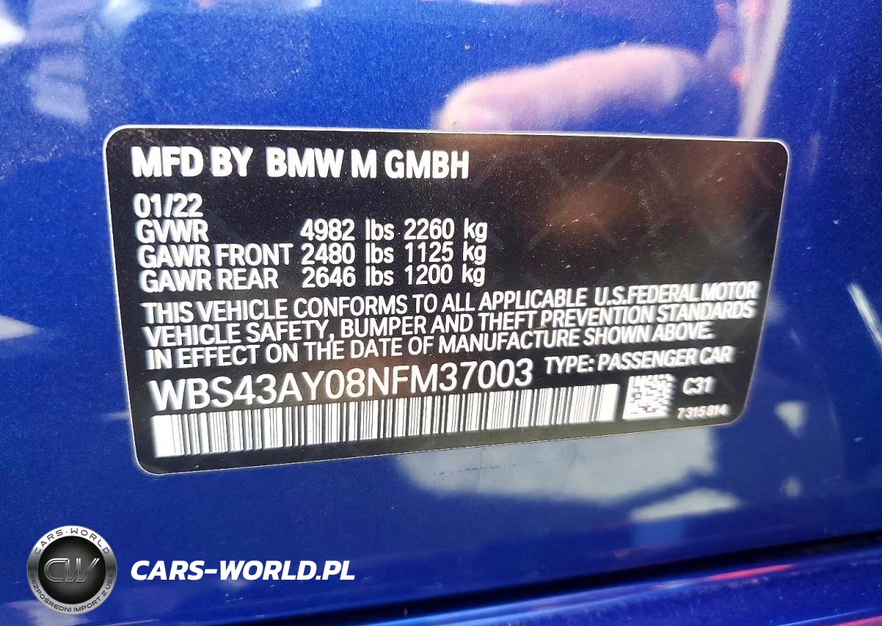 2022 BMW M3 Competition VIN:WBS43AY08NFM37003 - 12