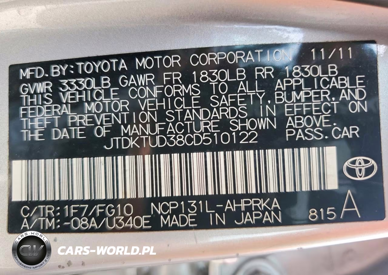 2012 Toyota Yaris VIN:JTDKTUD38CD510122 - 12
