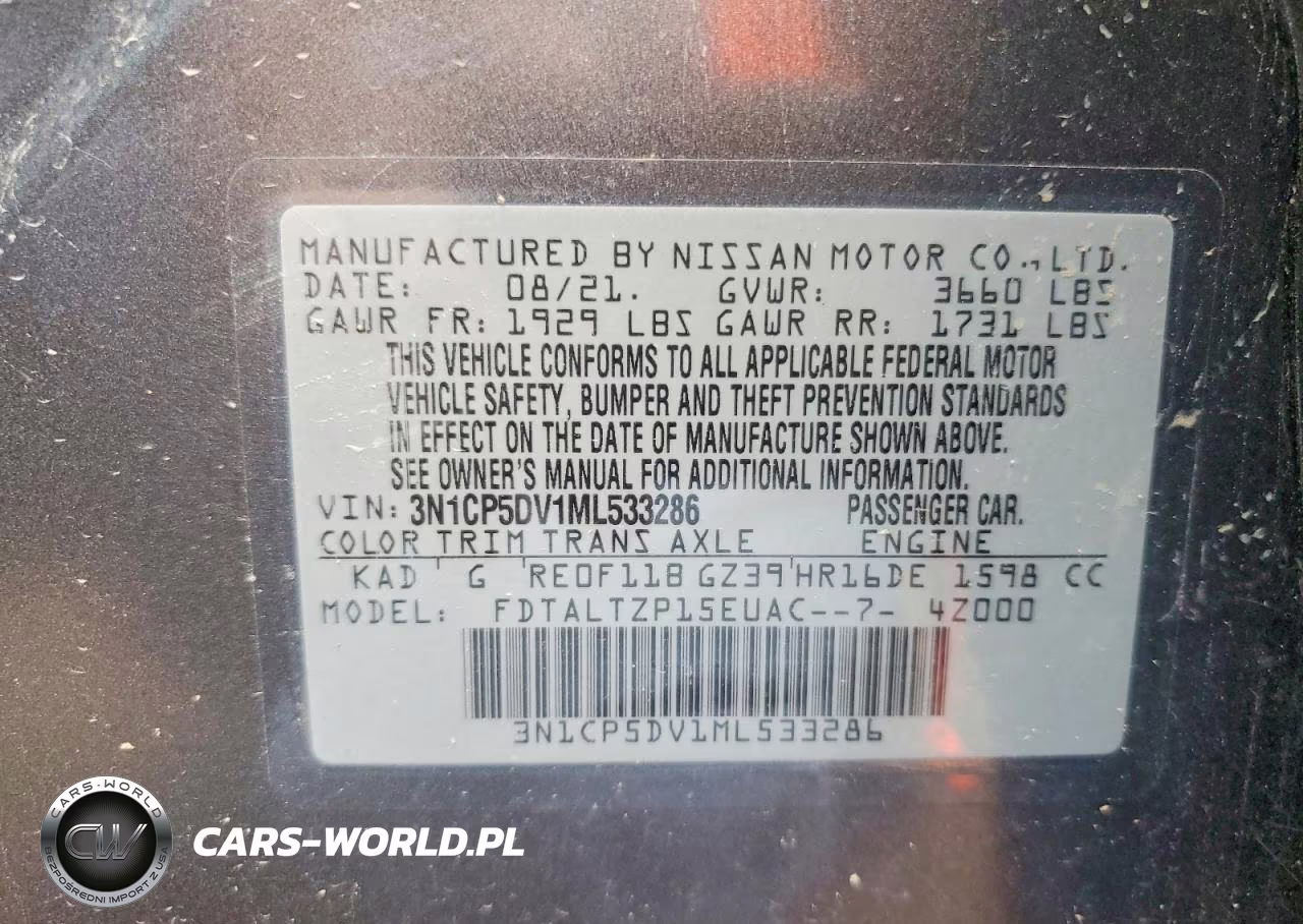 NISSAN KICKS SR VIN:3N1CP5DV1ML533286 - 13