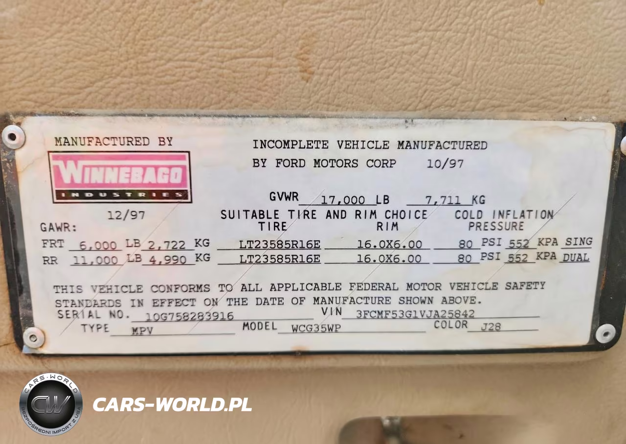 1997 Winnebago Adventurer Rv VIN:3FCMF53G1VJA25842 - 10