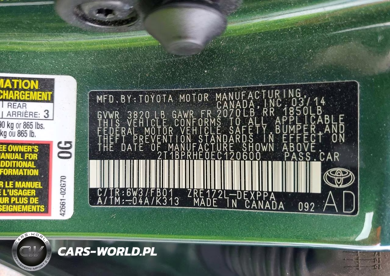 2014 Toyota Corolla Le Eco Plus VIN:2T1BPRHE0EC120600 - 13