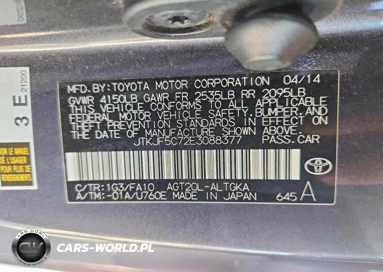 2014 Scion Tc Base VIN:JTKJF5C72E3088377 - 12