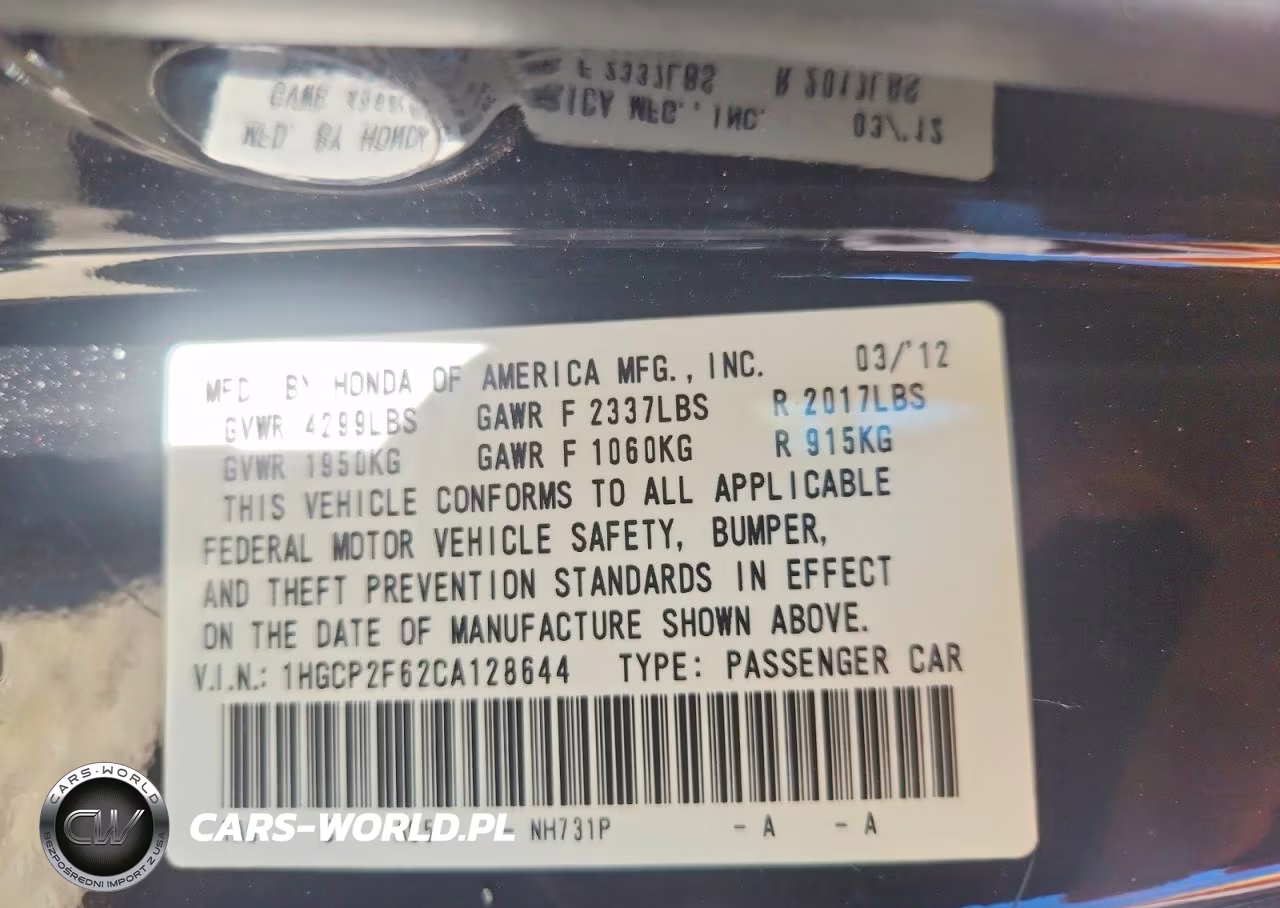 2012 Honda Accord Se VIN:1HGCP2F62CA128644 - 12