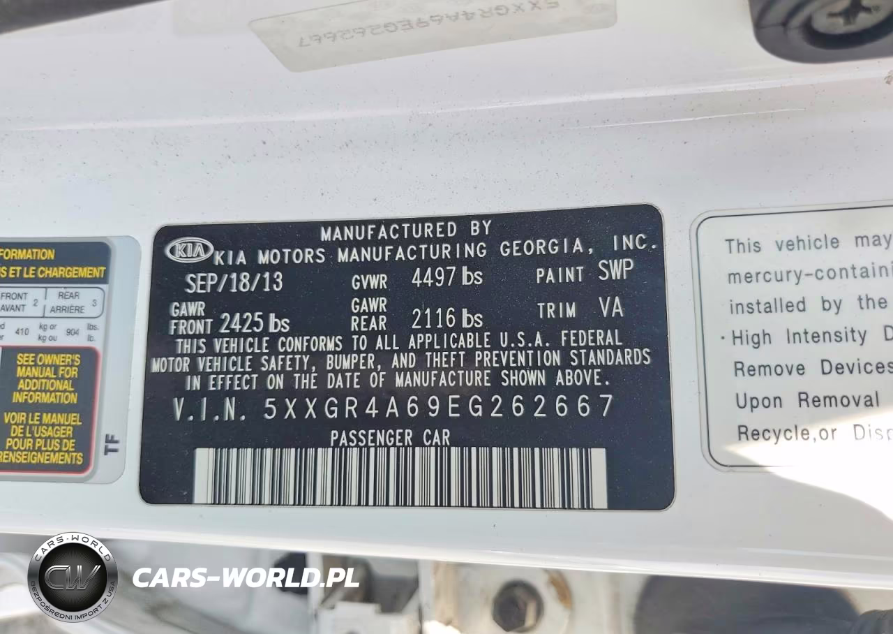 2014 Kia Optima Sx VIN:5XXGR4A69EG262667 - 12