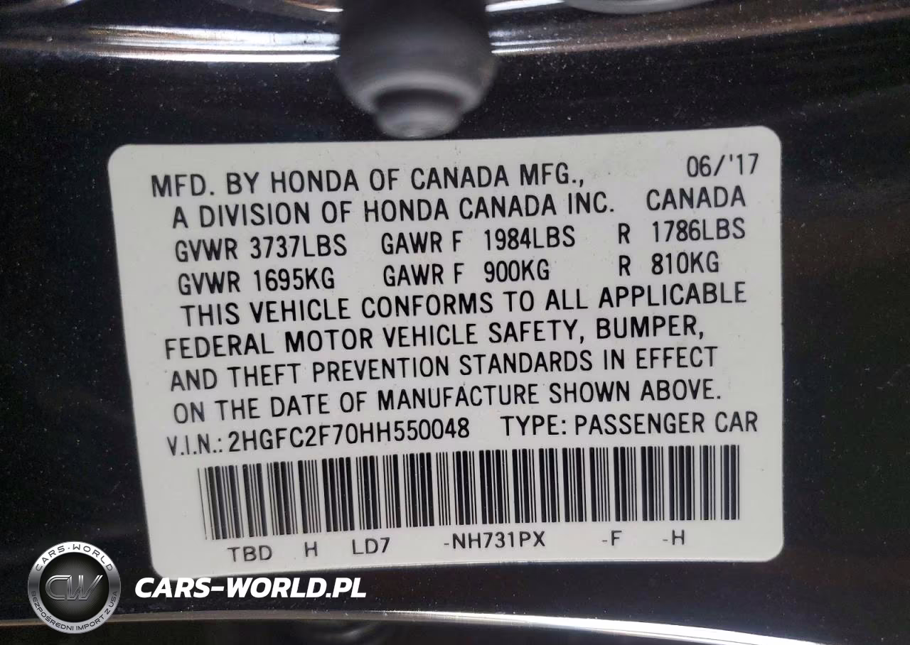 2017 Honda Civic Ex VIN:2HGFC2F70HH550048 - 12