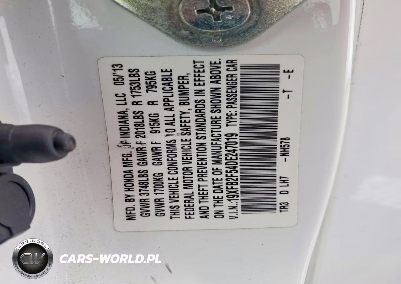 2013 Honda Civic Lx VIN:19XFB2F54DE247019 - 12