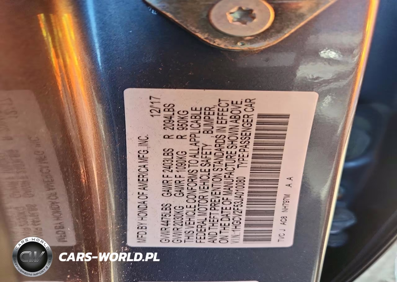 2018 Honda Accord Exl VIN:1HGCV2F53JA010080 - 12
