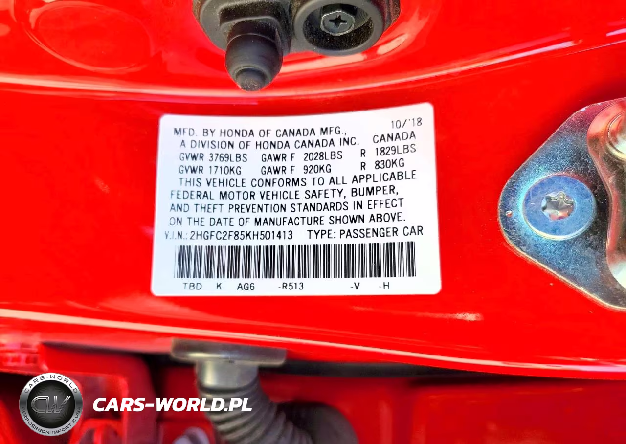 2019 Honda Civic Sport VIN:2HGFC2F85KH501413 - 12