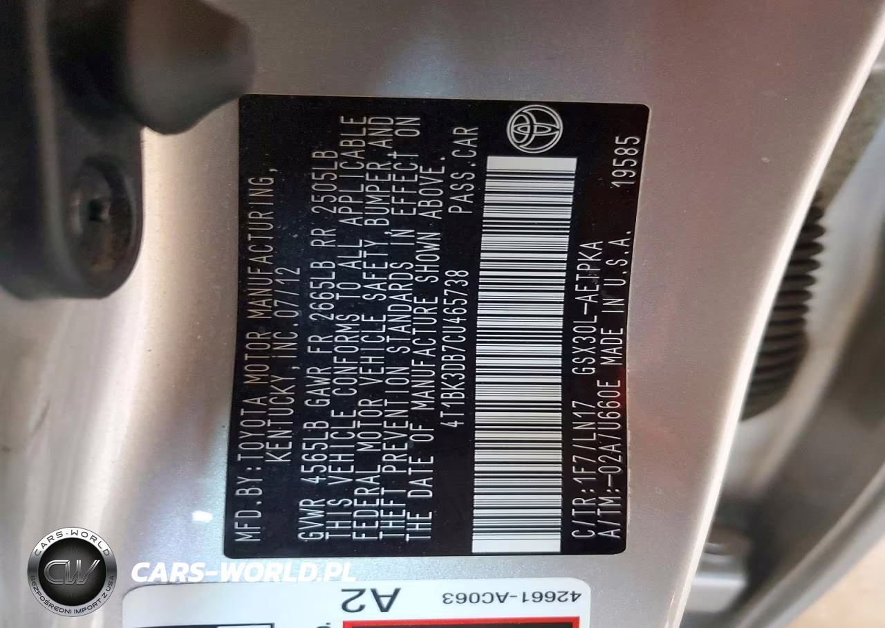 2012 Toyota Avalon Limited VIN:4T1BK3DB7CU465738 - 12