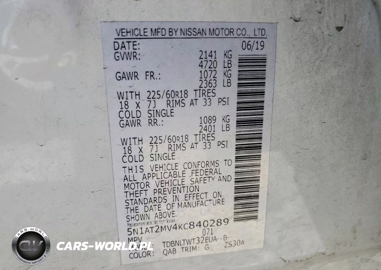 2019 Nissan Rogue Sv VIN:5N1AT2MV4KC840289 - 13