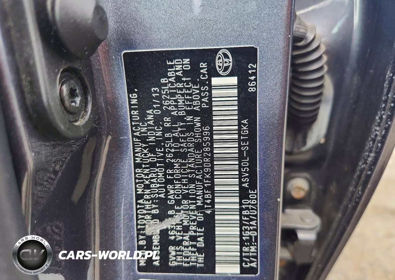 2013 Toyota Camry Xle VIN:4T4BF1FK9DR285996 - 13