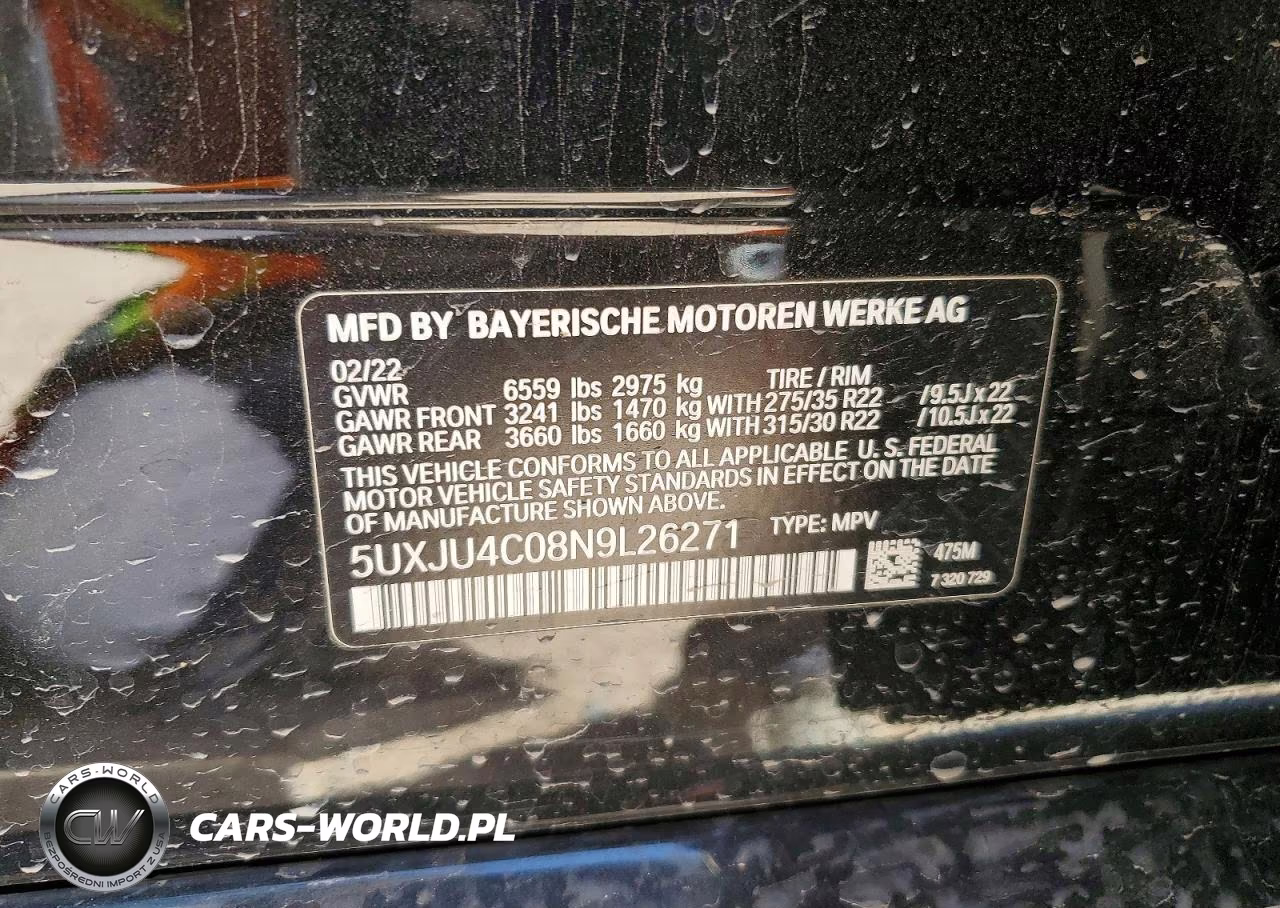 2022 BMW X5 M50I VIN:5UXJU4C08N9L26271 - 13