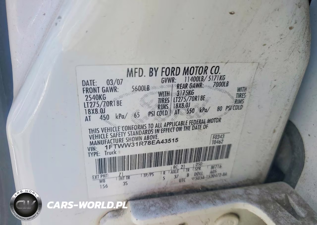 2008 Ford F350 Srw Super Duty VIN:1FTWW31R78EA43515 - 12