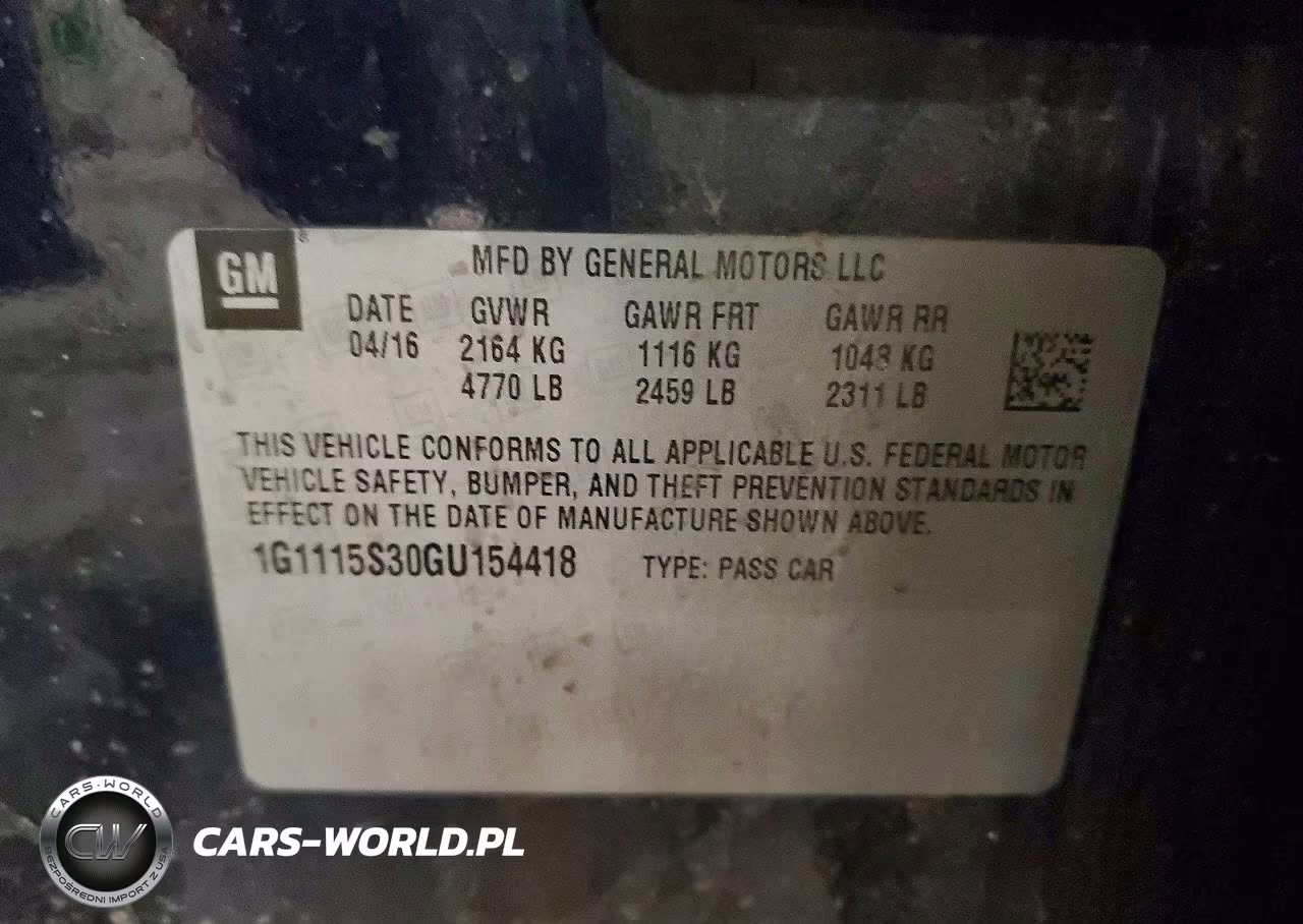 2016 Chevrolet Impala Lt VIN:1G1115S30GU154418 - 12