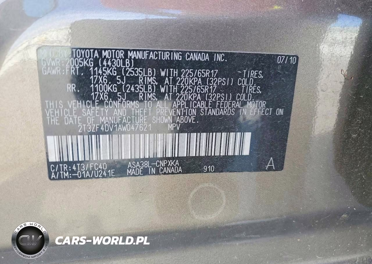 2010 Toyota Rav4 Base VIN:2T3ZF4DV1AW047621 - 13