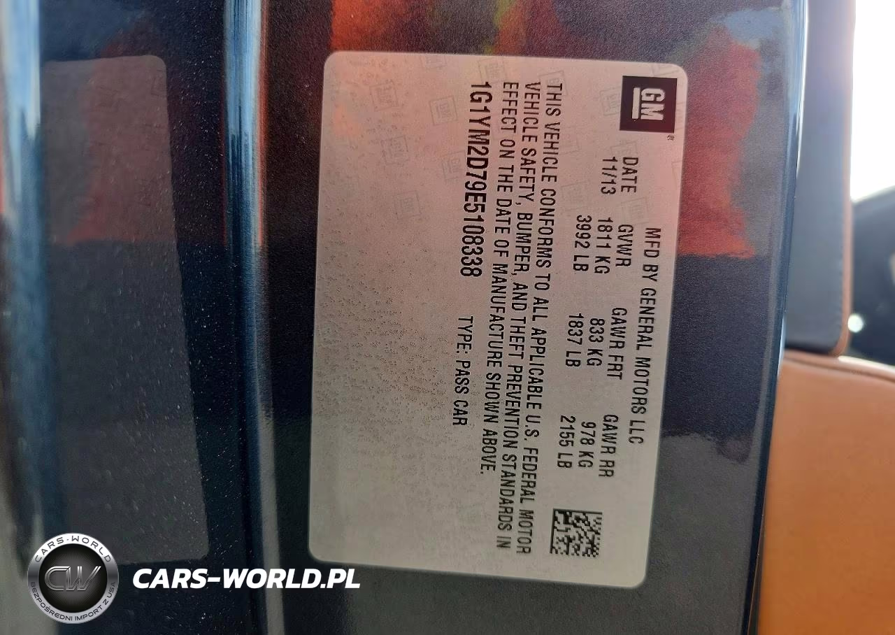 2014 Chevrolet Corvette Stingray Z51 3Lt VIN:1G1YM2D79E5108338 - 12