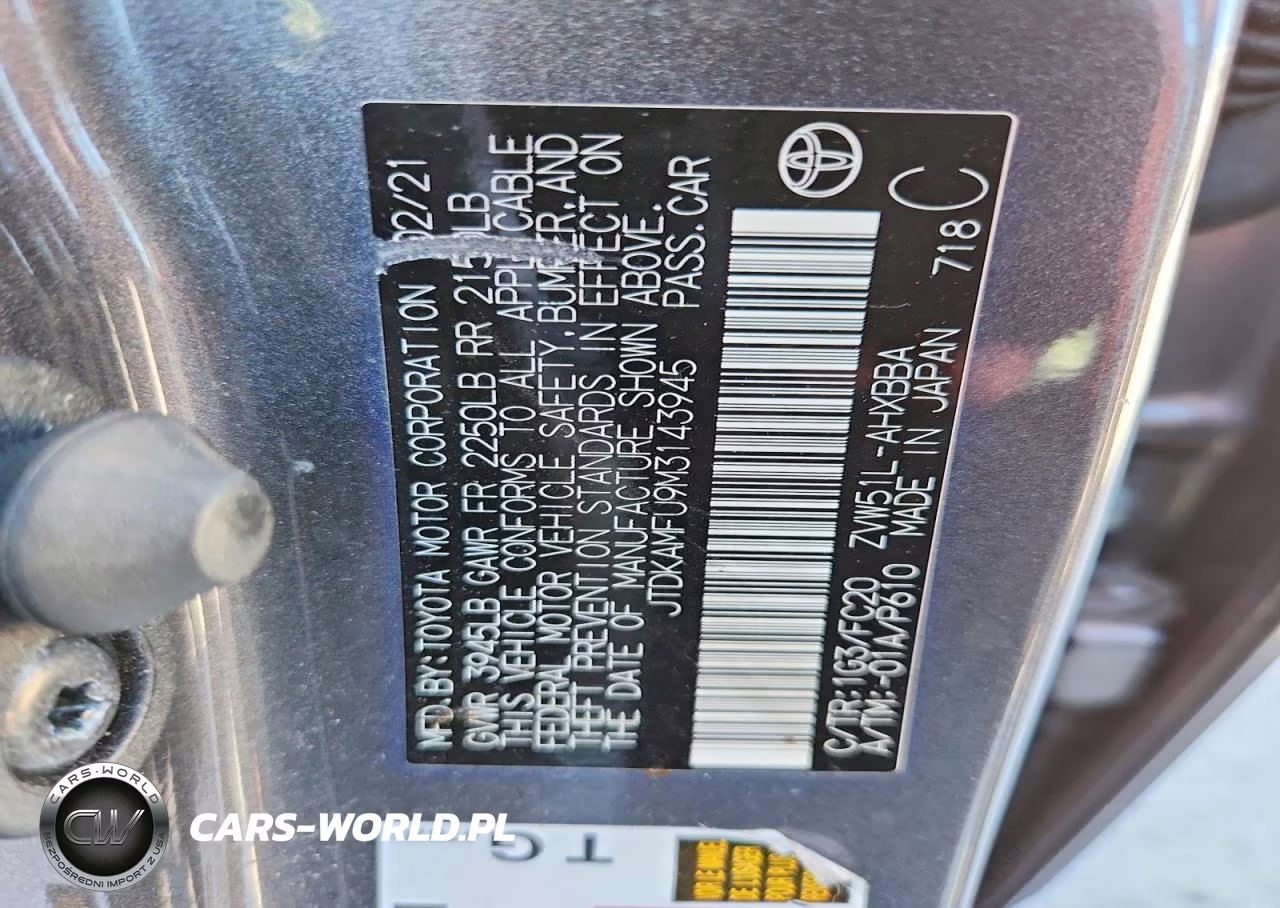 2021 Toyota Prius L Eco VIN:JTDKAMFU9M3143945 - 12