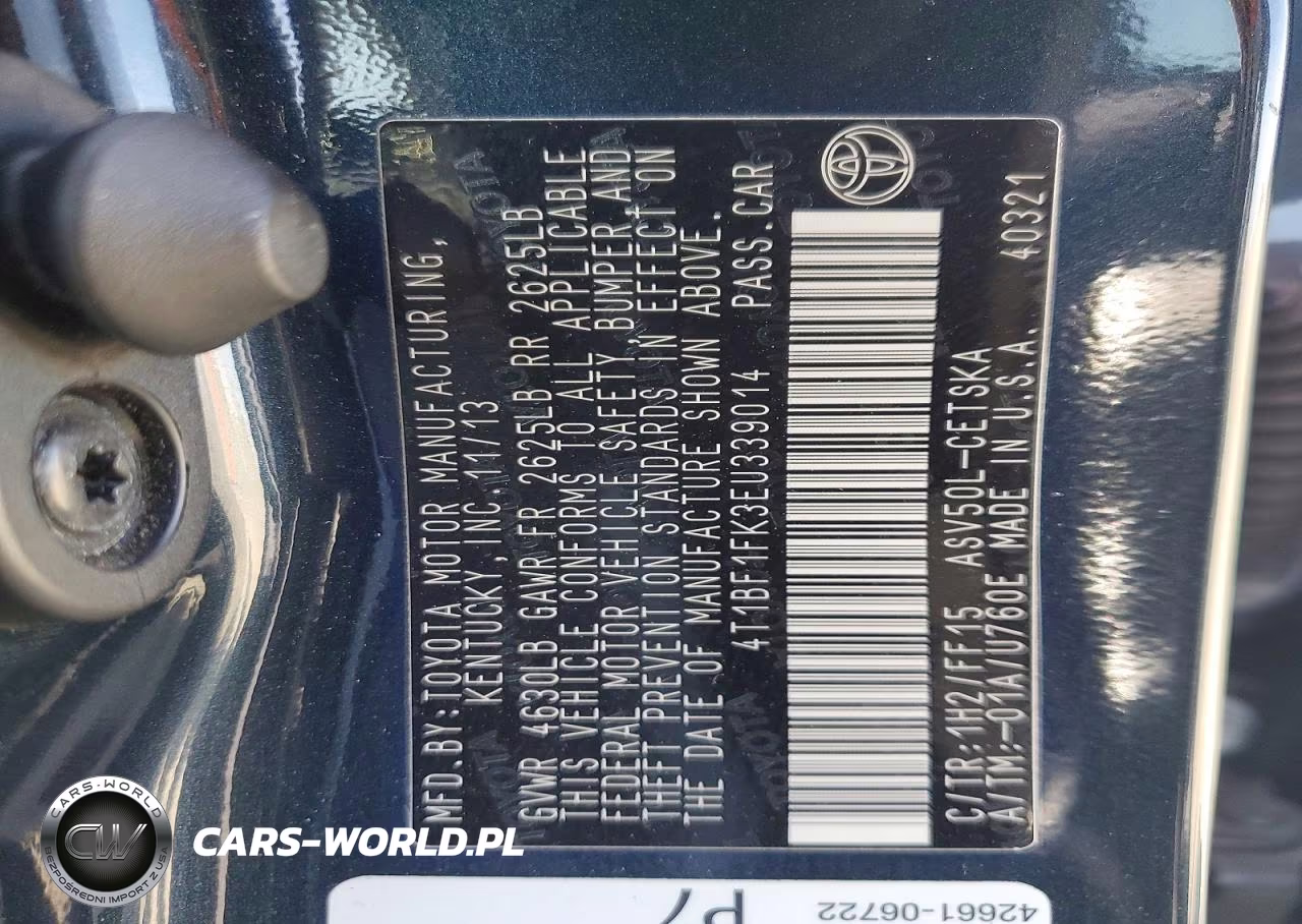 2014 Toyota Camry Se VIN:4T1BF1FK3EU339014 - 12