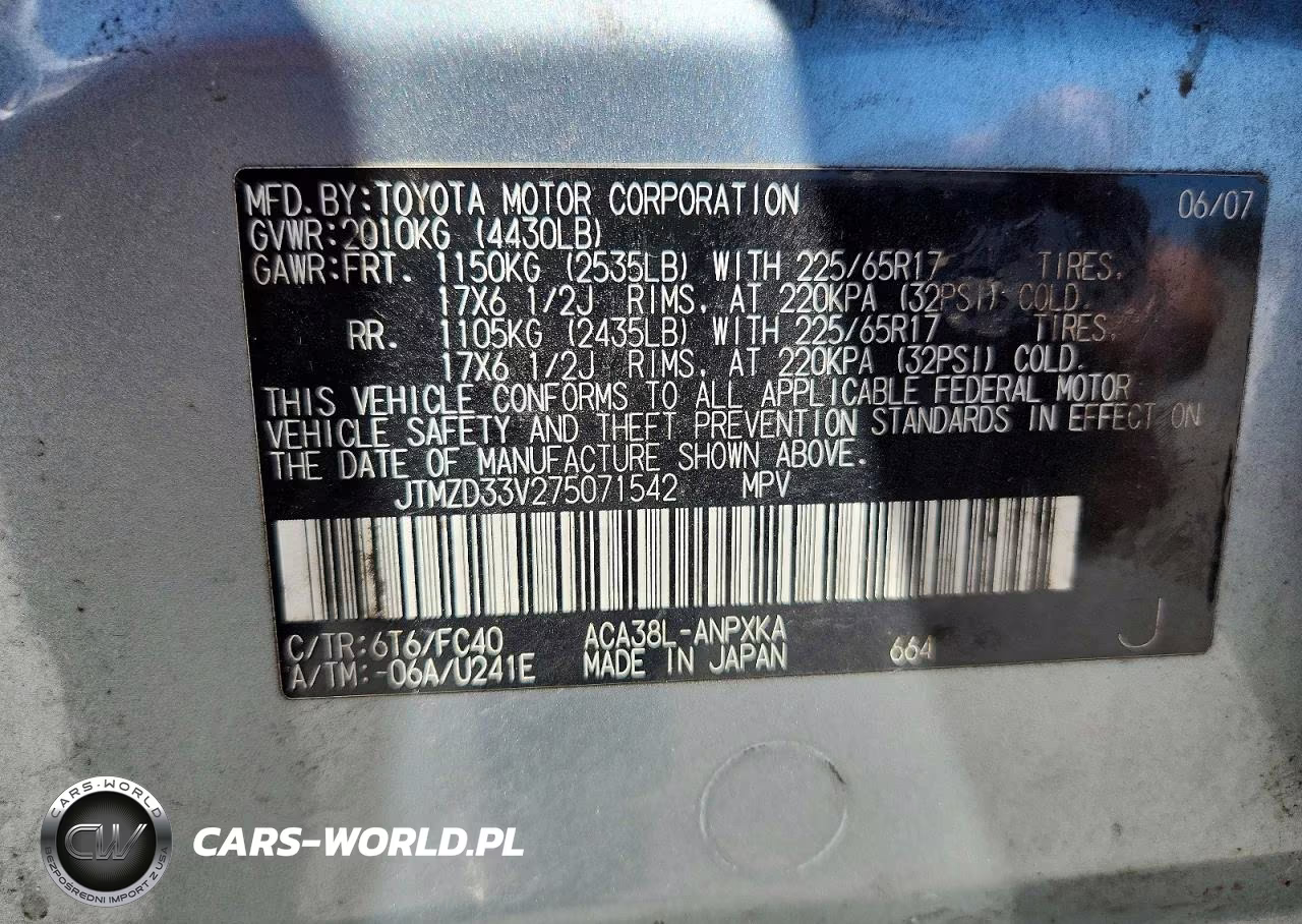 2007 Toyota Rav4 Base VIN:JTMZD33V275071542 - 13