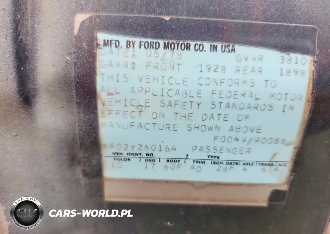 1978 Ford Mustang VIN:8F02Y260164 - 12