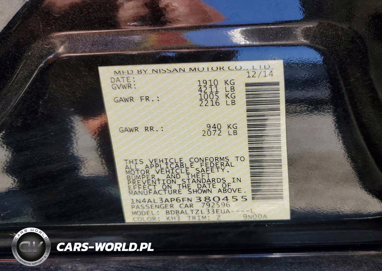 2015 Nissan Altima 2.5 Sl VIN:1N4AL3AP6FN380455 - 12