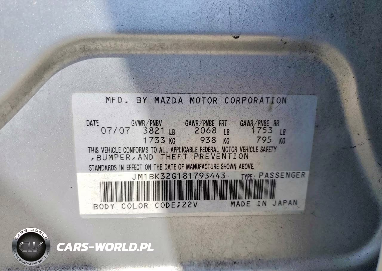 2008 Mazda 3 I VIN:JM1BK32G181793443 - 12