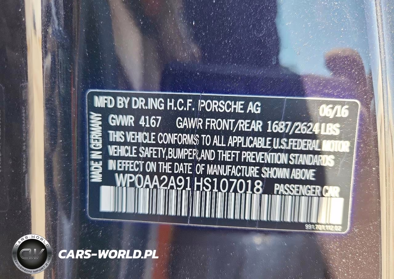 2017 Porsche 911 Carrera VIN:WP0AA2A91HS107018 - 12