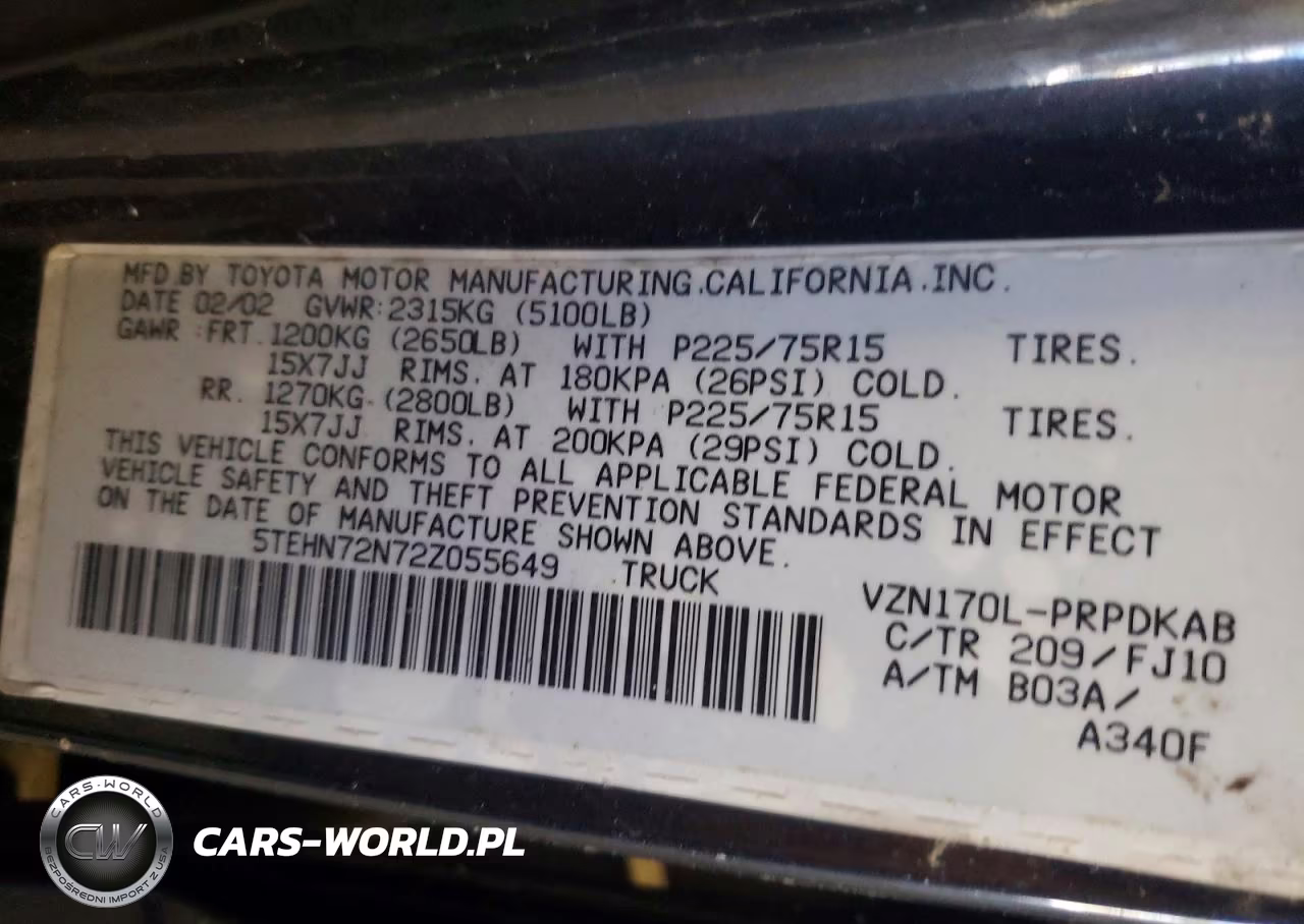 2002 Toyota Tacoma Double Cab VIN:5TEHN72N72Z055649 - 12