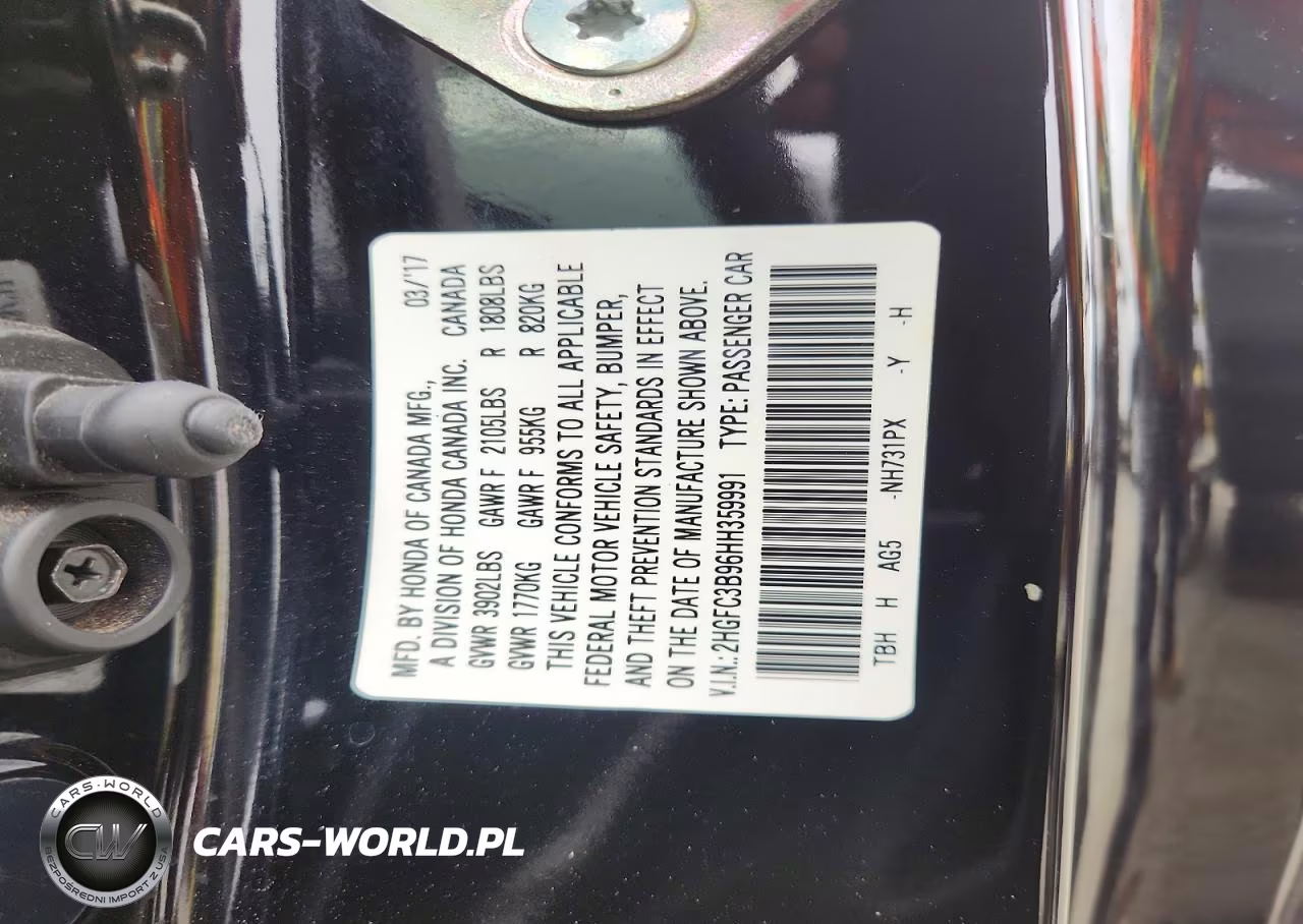 2017 Honda Civic Touring VIN:2HGFC3B96HH359991 - 12