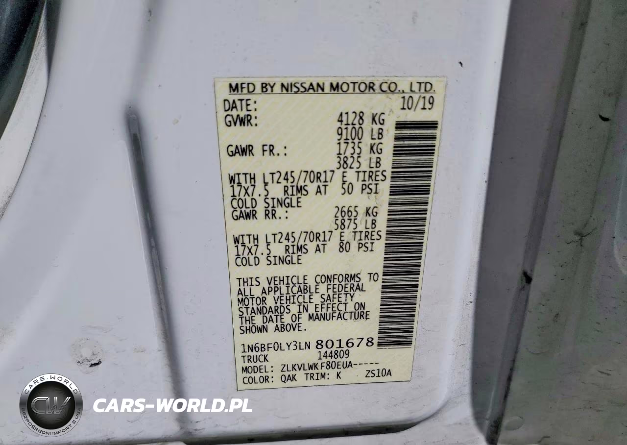 2020 Nissan Nv 2500 Delivery Van VIN:1N6BF0LY3LN801678 - 13