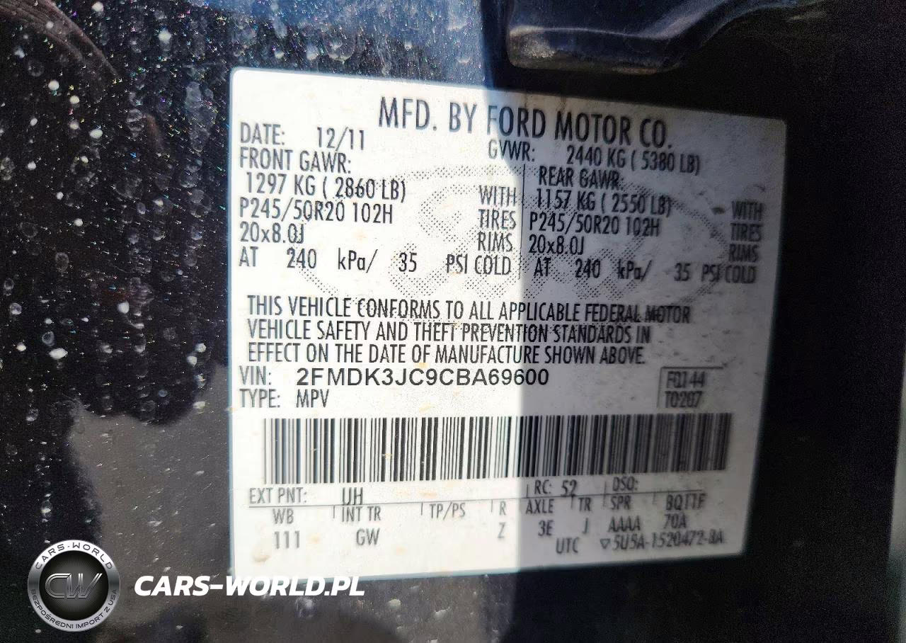 2012 Ford Edge Sel VIN:2FMDK3JC9CBA69600 - 12