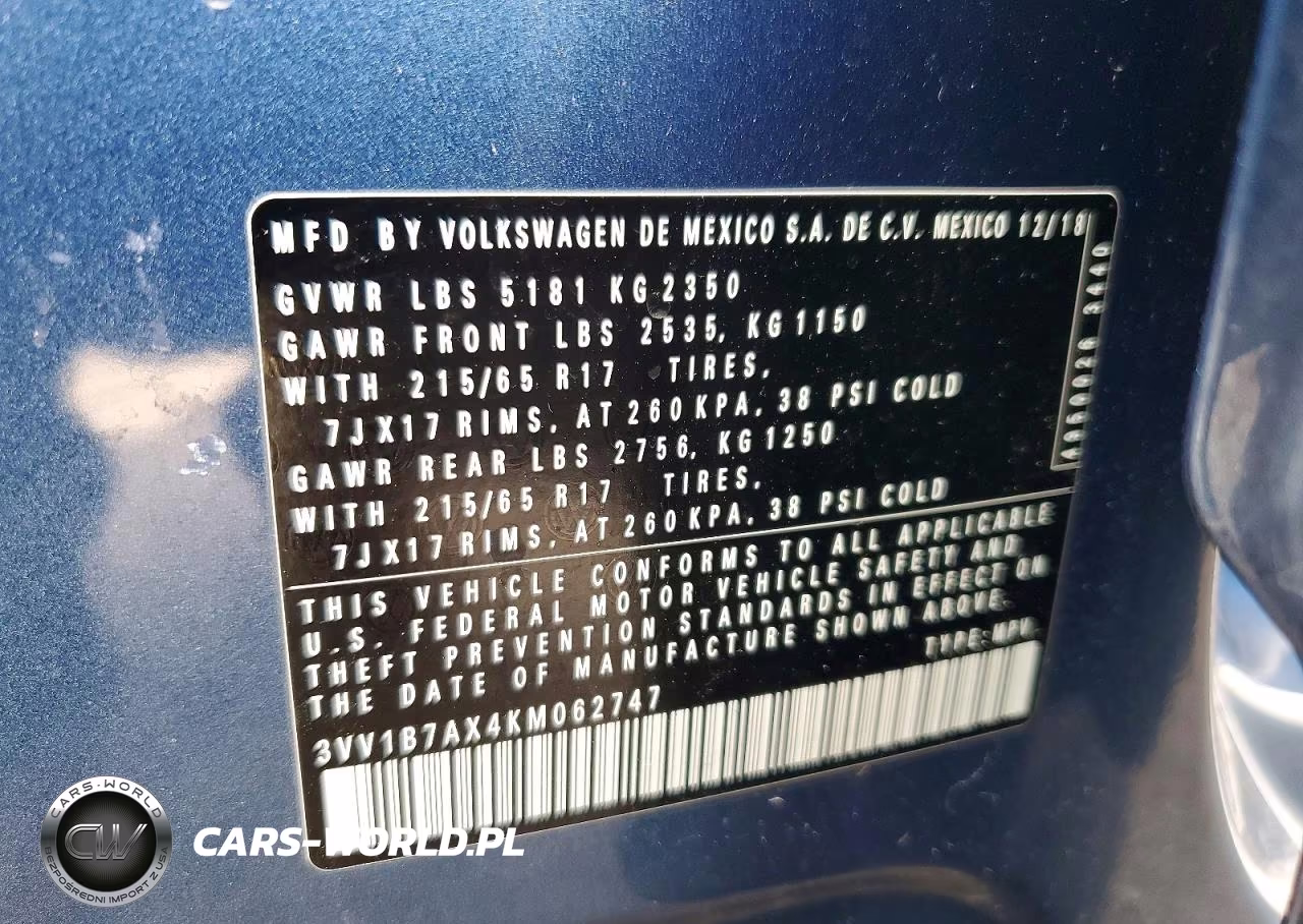 2019 Volkswagen Tiguan S VIN:3VV1B7AX4KM062747 - 13