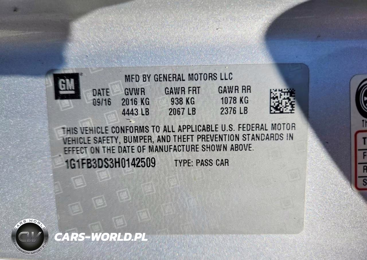 2017 Chevrolet Camaro Lt VIN:1G1FB3DS3H0142509 - 12