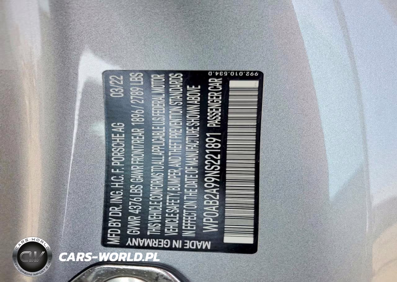 2022 Porsche 911 Carrera S VIN:WP0AB2A99NS221891 - 12