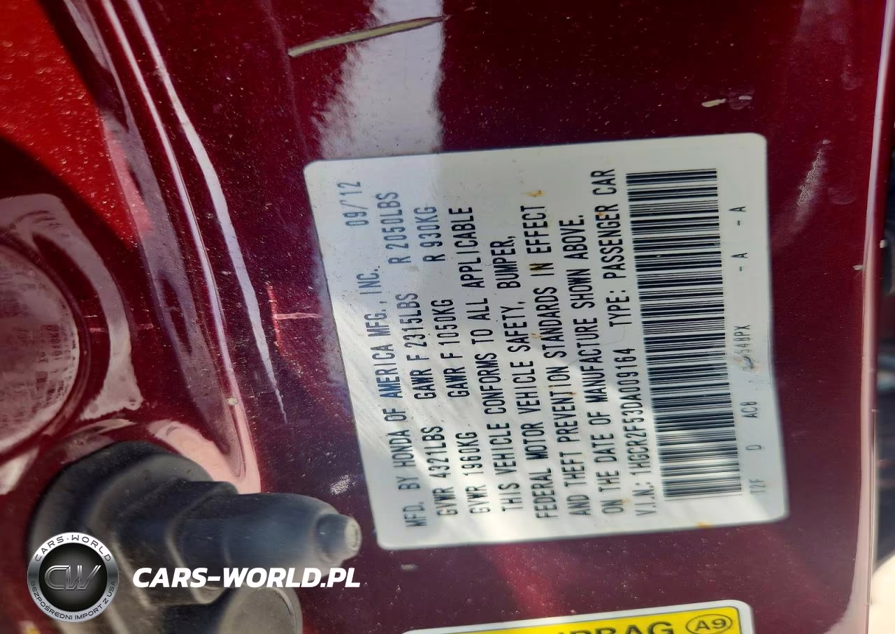 2013 Honda Accord Sport VIN:1HGCR2F53DA009164 - 12