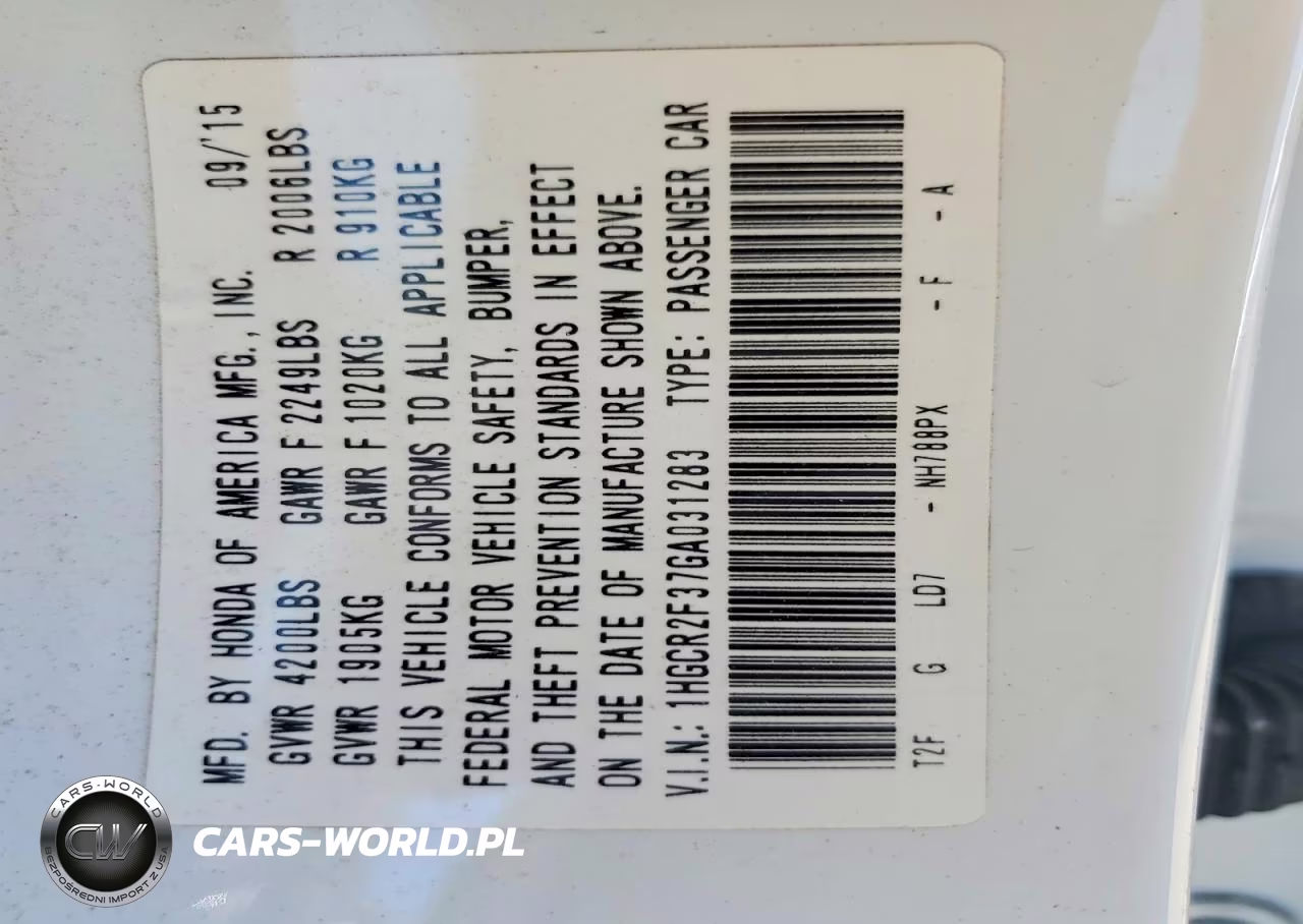 2016 Honda Accord Lx VIN:1HGCR2F37GA031283 - 12