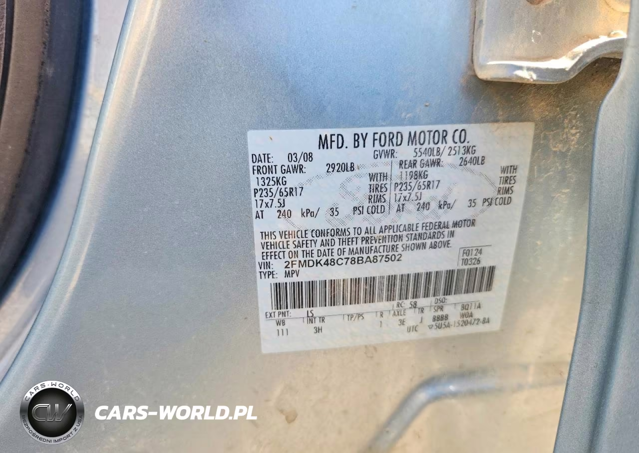 2008 Ford Edge Sel VIN:2FMDK48C78BA87502 - 12