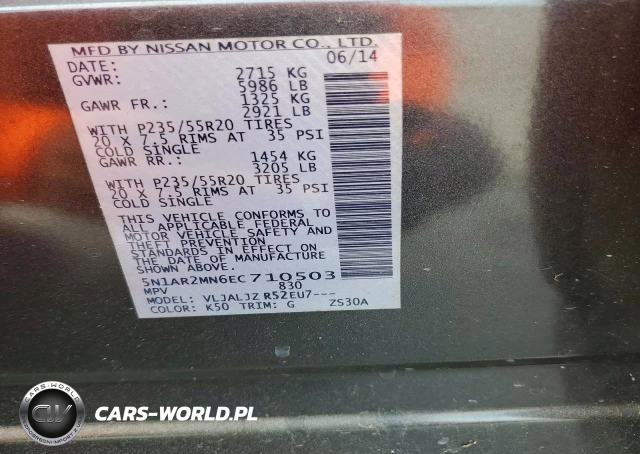 2014 Nissan Pathfinder Platinum VIN:5N1AR2MN6EC710503 - 13