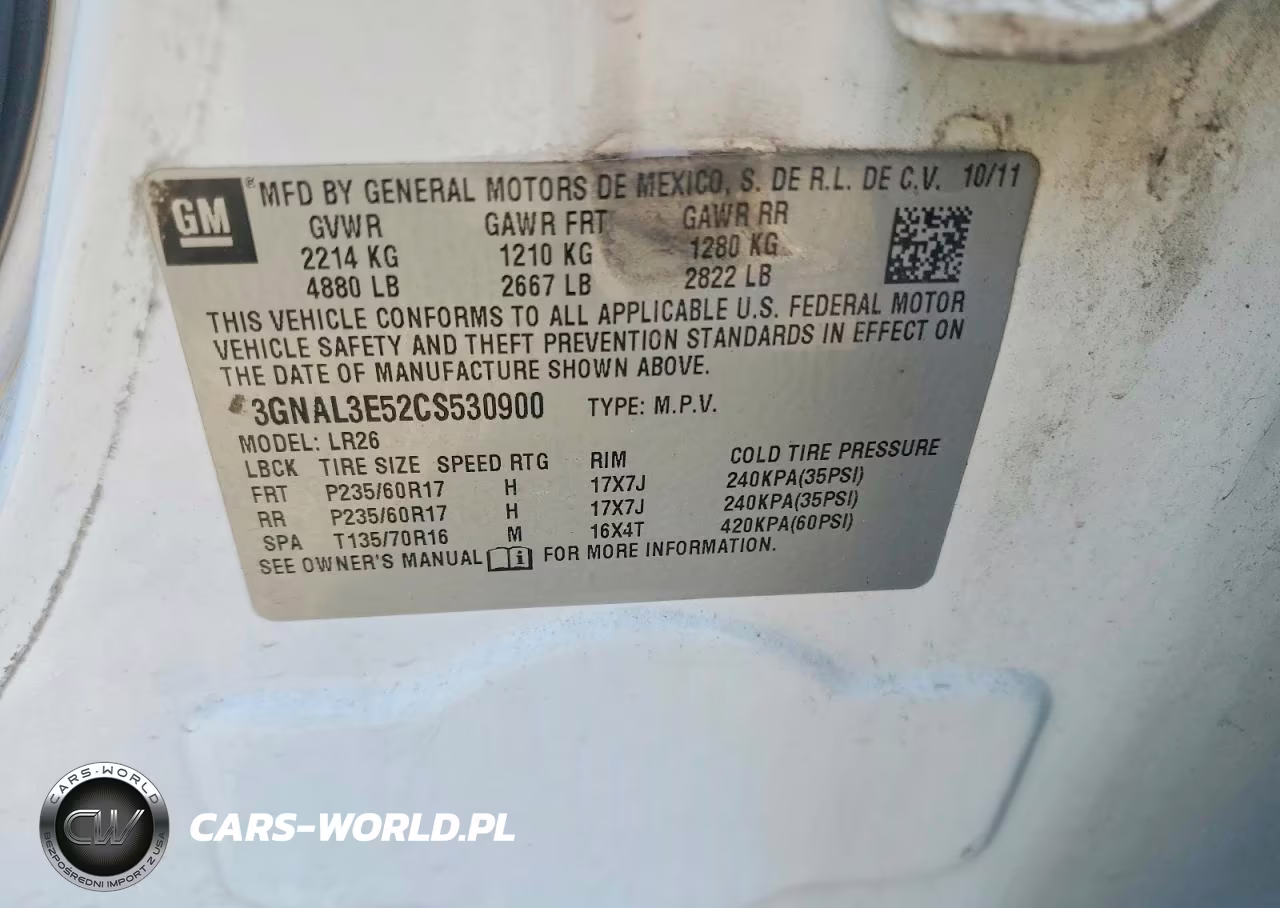 2012 Chevrolet Captiva Sport VIN:3GNAL3E52CS530900 - 13