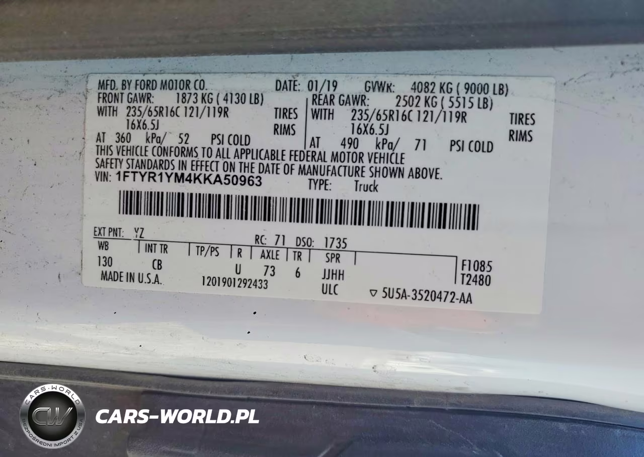 2019 Ford Transit T-250 Delivery Van VIN:1FTYR1YM4KKA50963 - 13