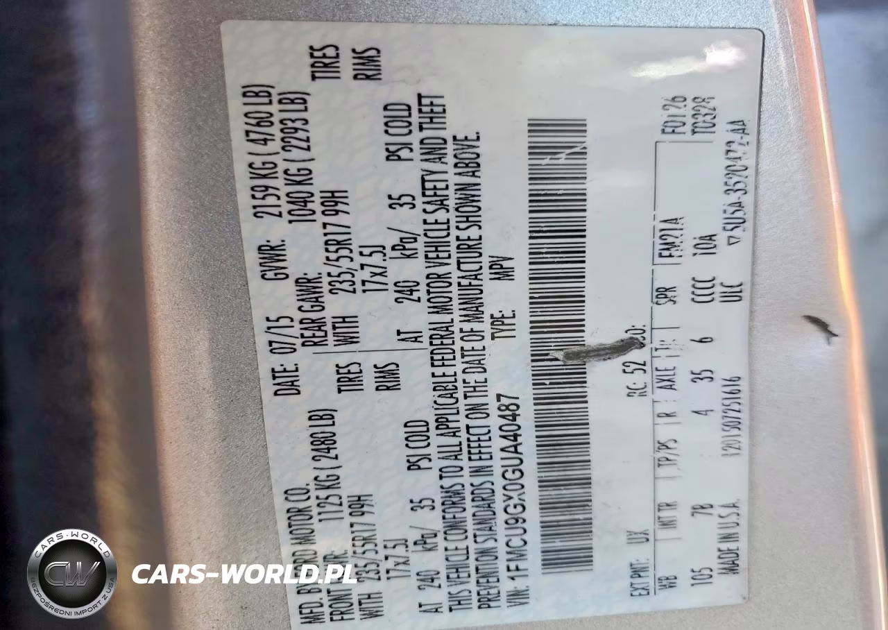 2016 Ford Escape Se VIN:1FMCU9GX0GUA40487 - 13