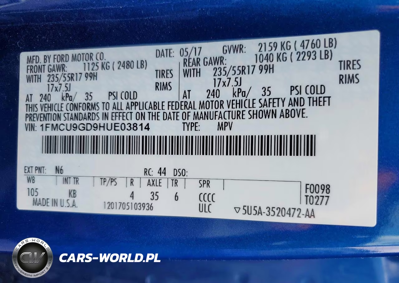 2017 Ford Escape Se VIN:1FMCU9GD9HUE03814 - 13