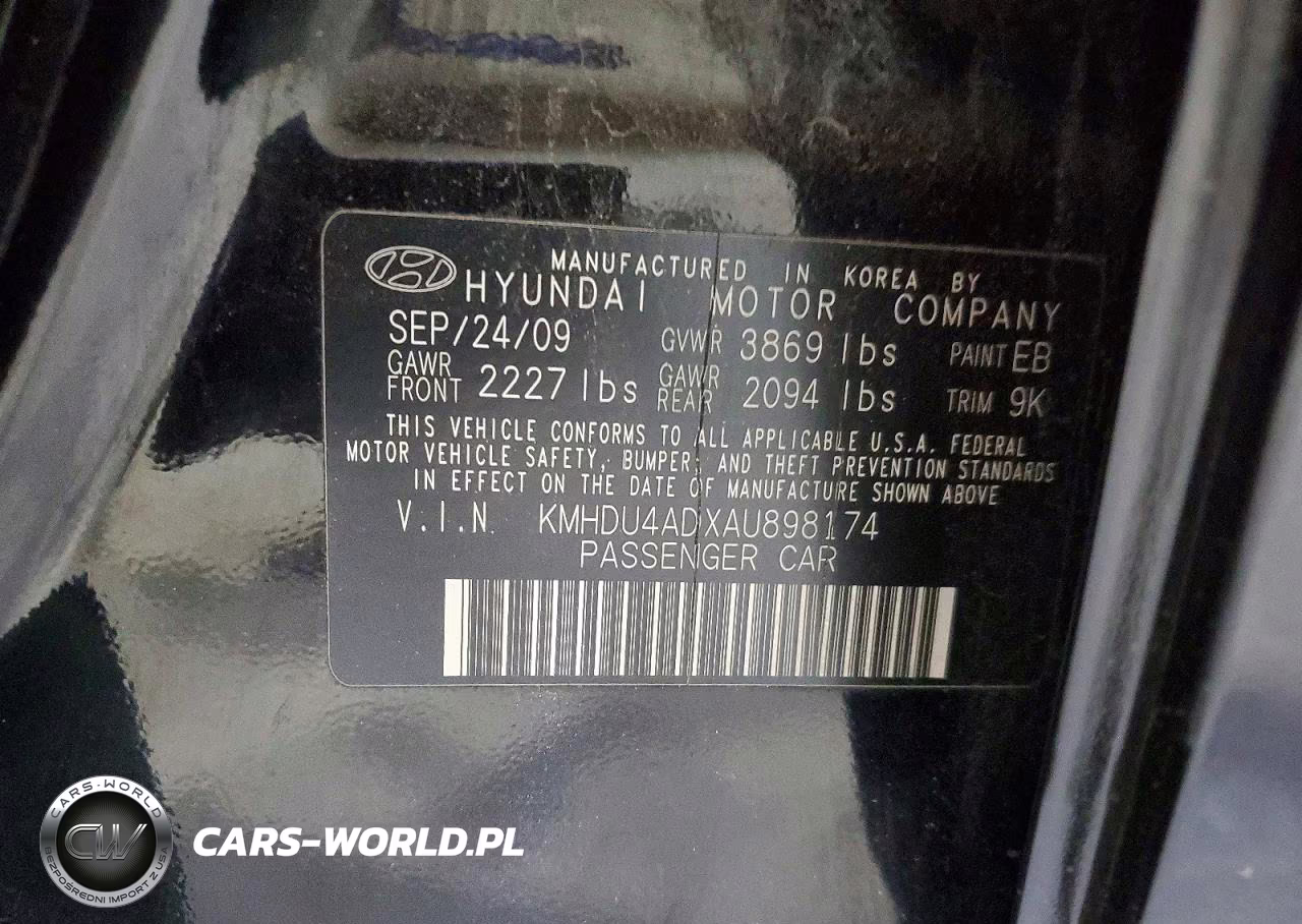 2010 Hyundai Elantra Gls VIN:KMHDU4ADXAU898174 - 12