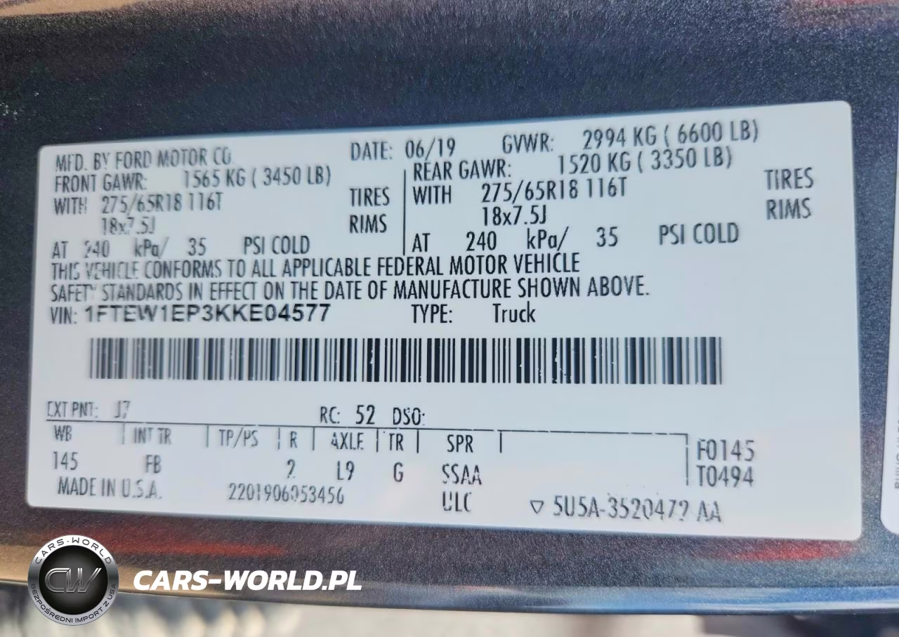 2019 Ford F150 Supercrew VIN:1FTEW1EP3KKE04577 - 12