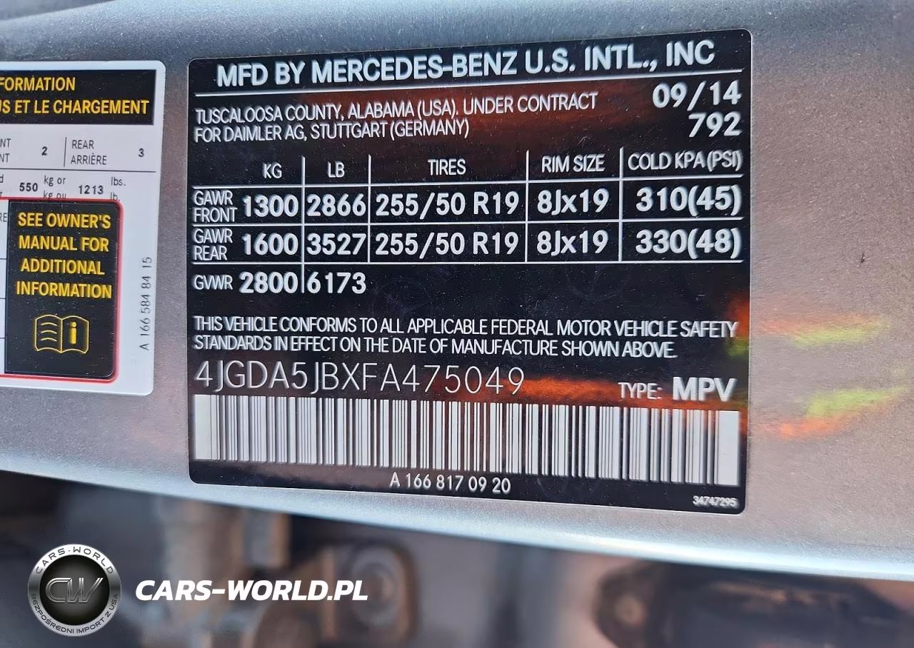 2015 Mercedes-Benz Ml 350 VIN:4JGDA5JBXFA475049 - 13