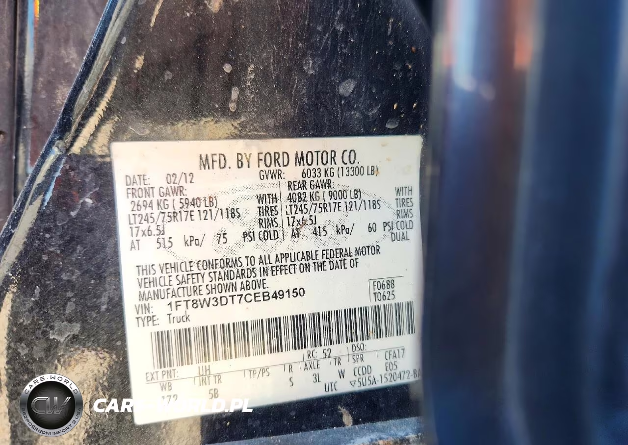 2012 Ford F350 Super Duty VIN:1FT8W3DT7CEB49150 - 13